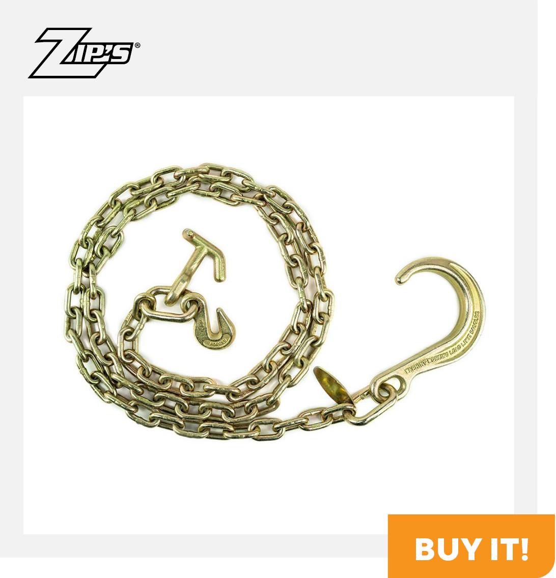 Zip's J-Chain Assembly w/ 8" J, Grab & Hammerhead Hook