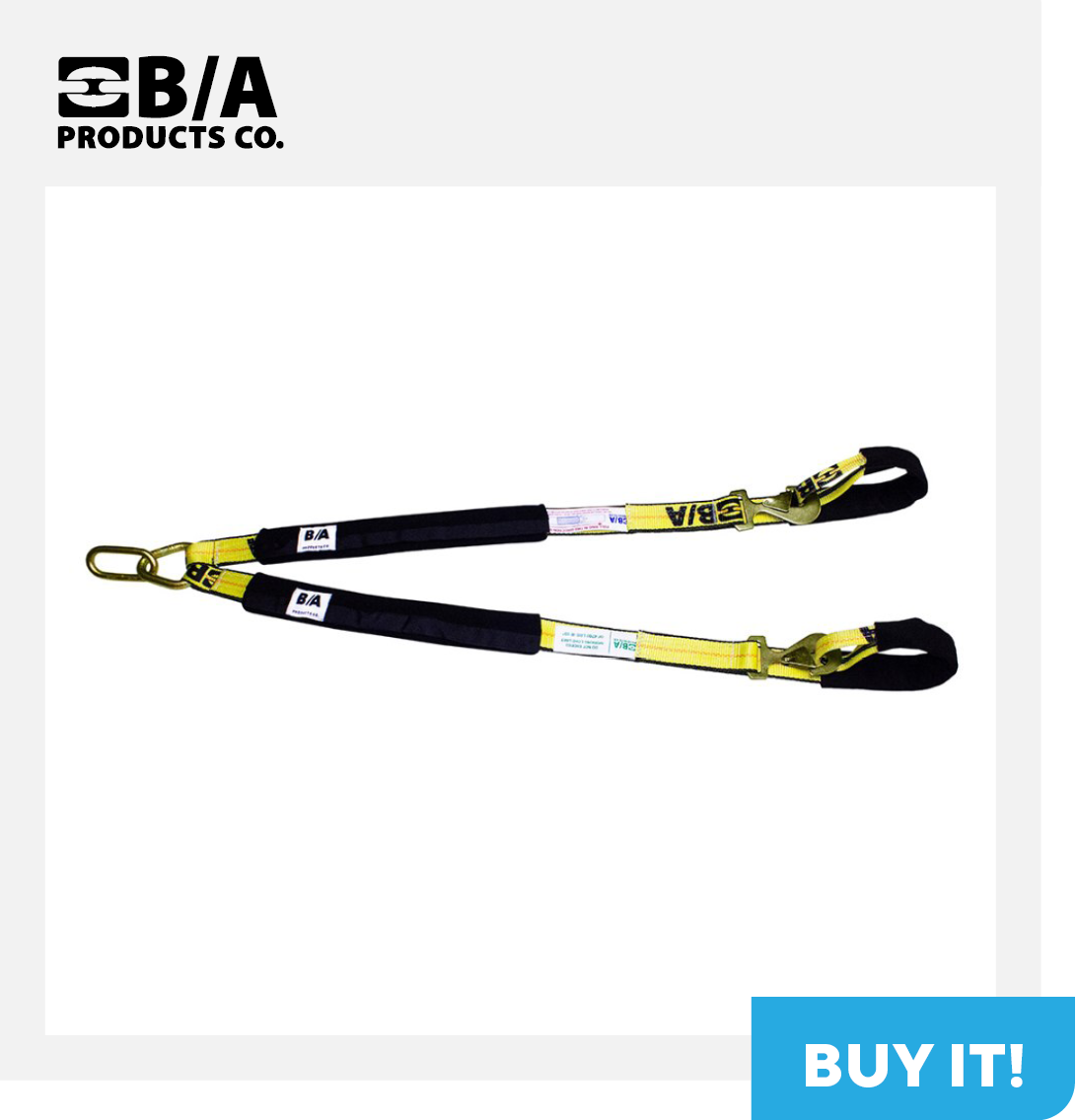 B/A Products Low-Profile V-Strap w/ Flat Snap Hooks