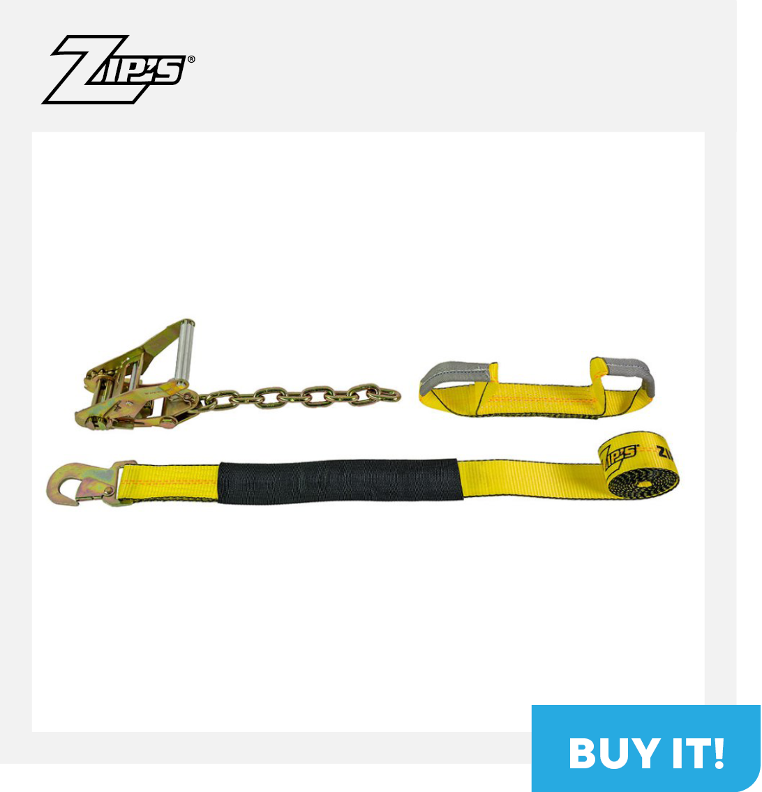 Zip’s Tie-down Assembly w/ Flat Hook & Wide Handle Ratchet