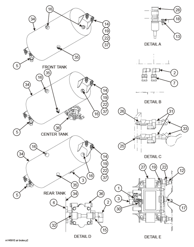 Air Brake System (835C Triple Axle) (2 of 3)