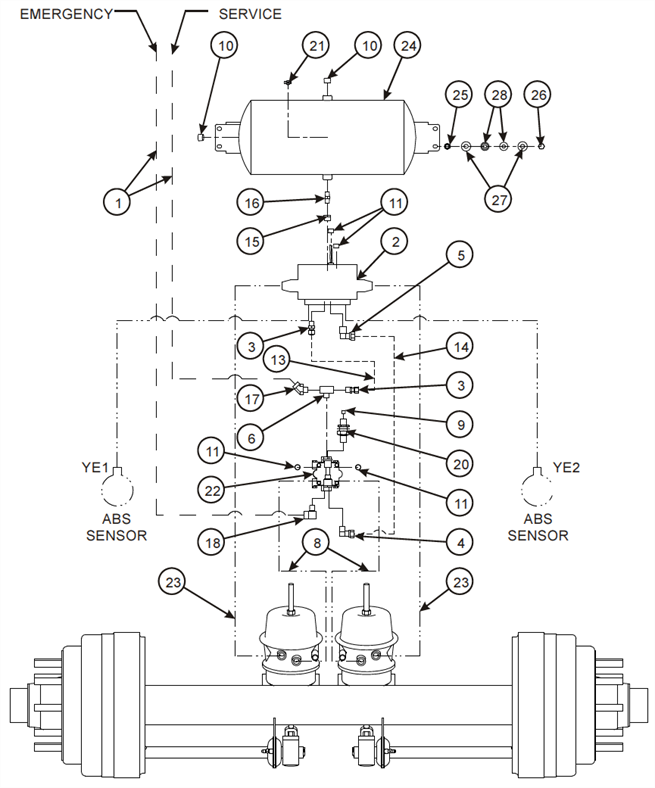 Air Brake System, Single Axle