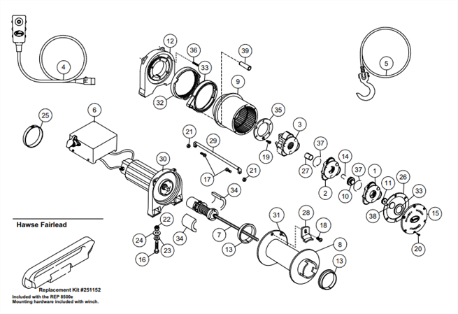 Ramsey REP-8.5e Front Mount Winch (914120-0107-G)